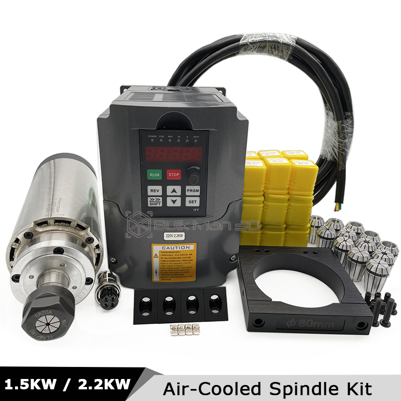 2.2KW 1.5KW Kit Motor Spindle  - Air Cooled 1.5Kw Spindle Motor Inverter 110V ulasan dan harga